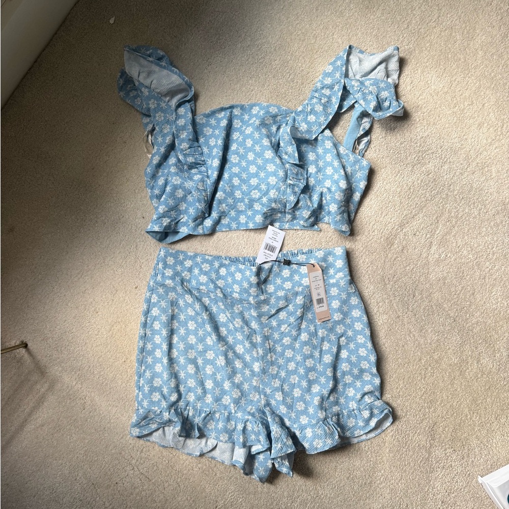 NWT BCBGeneration Blue Floral Two-Piece Set